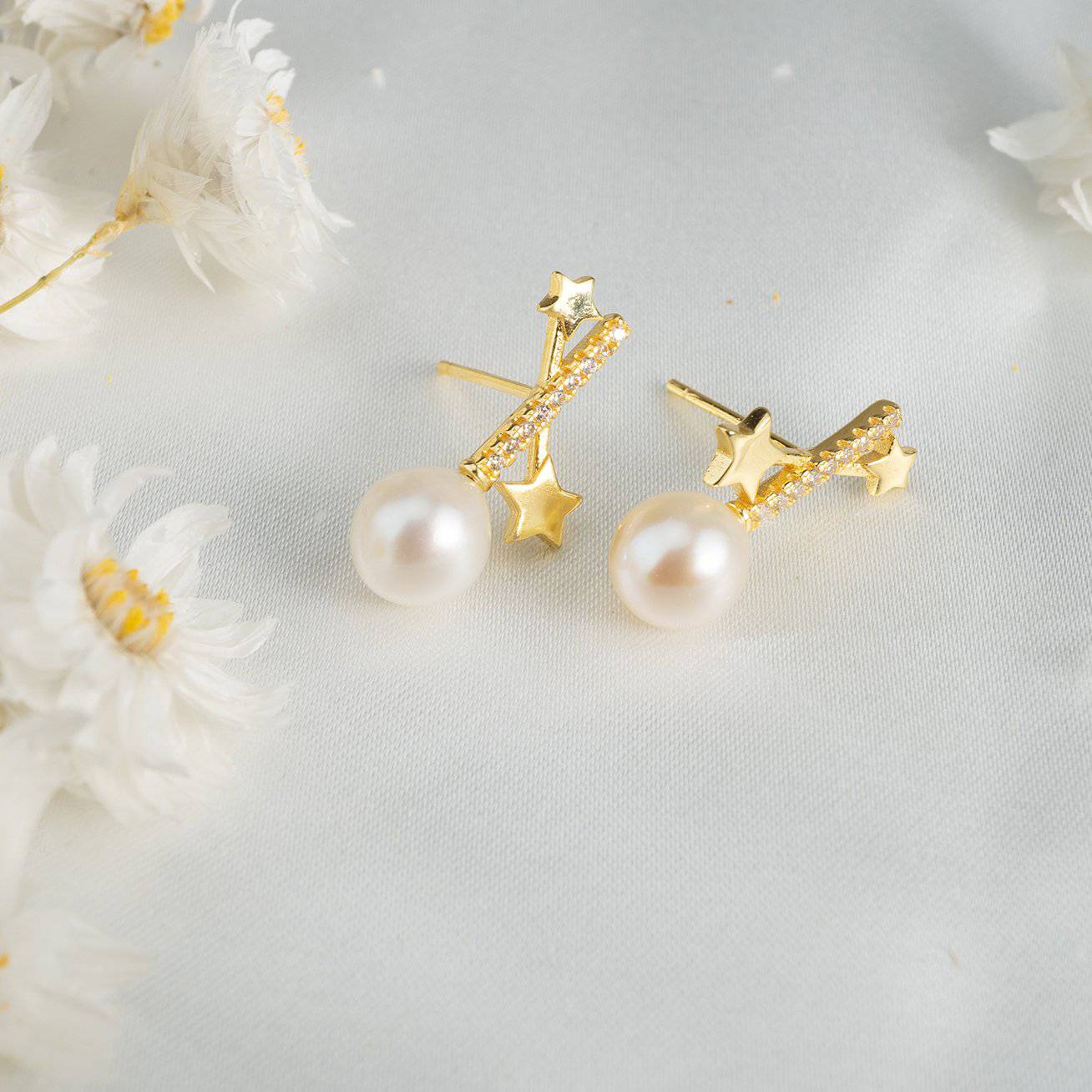 Elegant Freshwater Pearl Earrings WE00105 - PEARLY LUSTRE