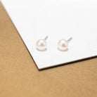 Elegant Freshwater White Semi Round Pearl Stud Earrings WE00126 - PEARLY LUSTRE