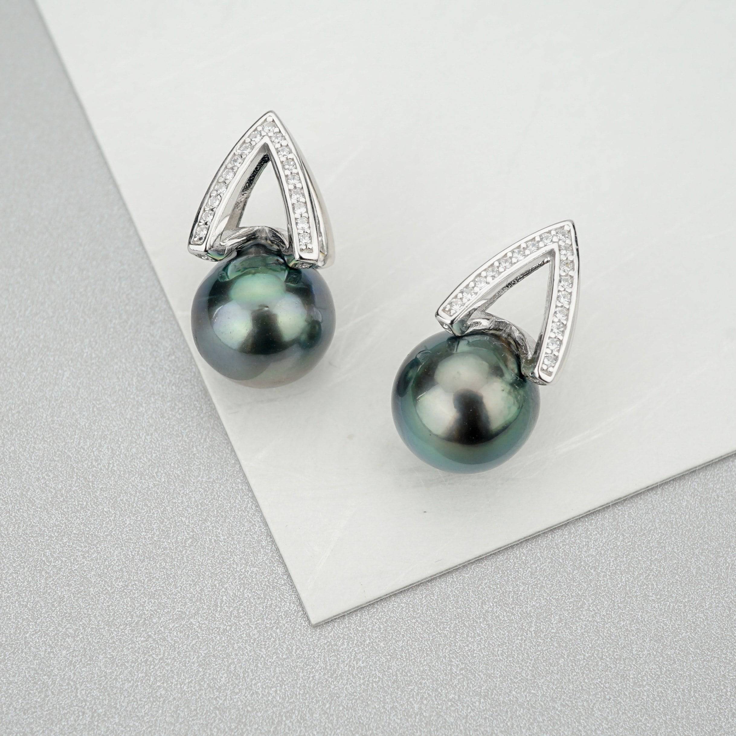 Elegant Tahitian Pearl Earrings WE00039 - PEARLY LUSTRE