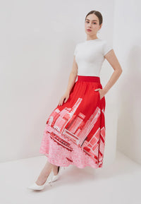 ANS.EIN | SINGAPORE SKYLINE Red Circle Skirt